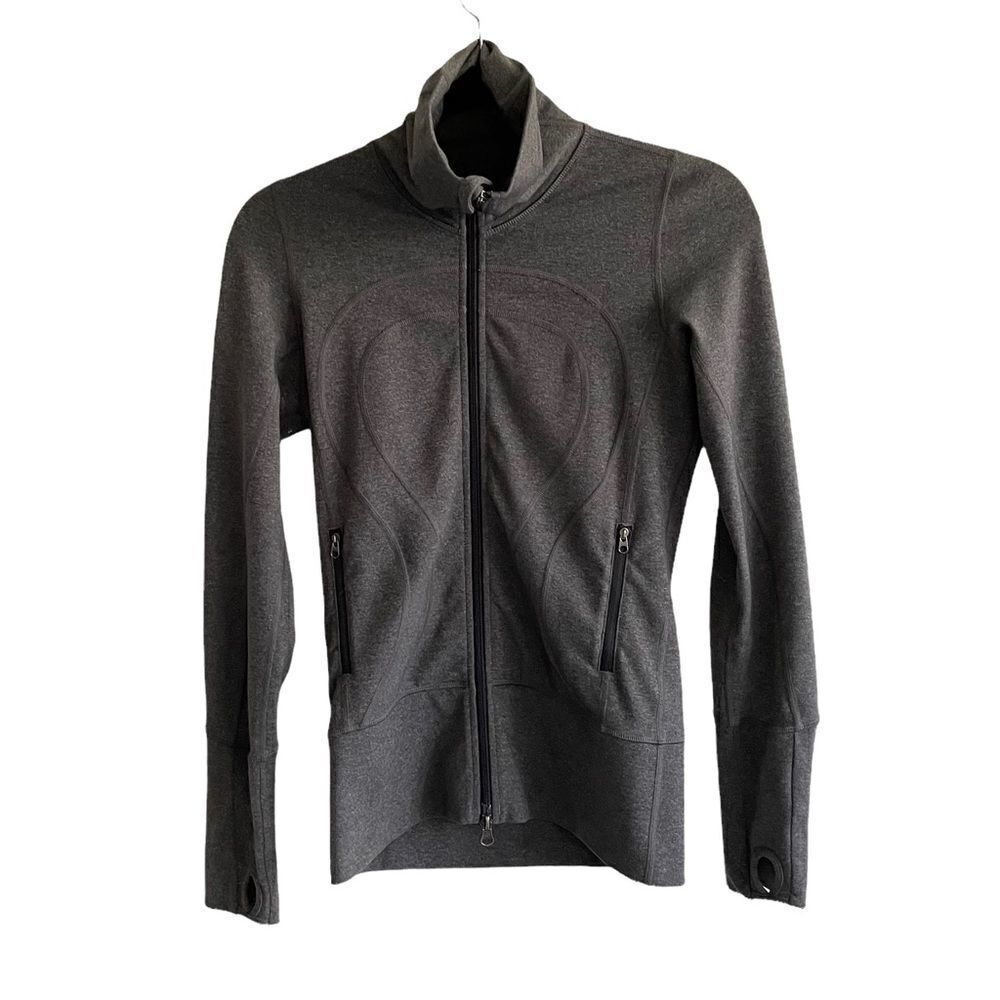 Lululemon Charcoal Grey In Stride Long Sleeve Zip Front Jacket Size 4